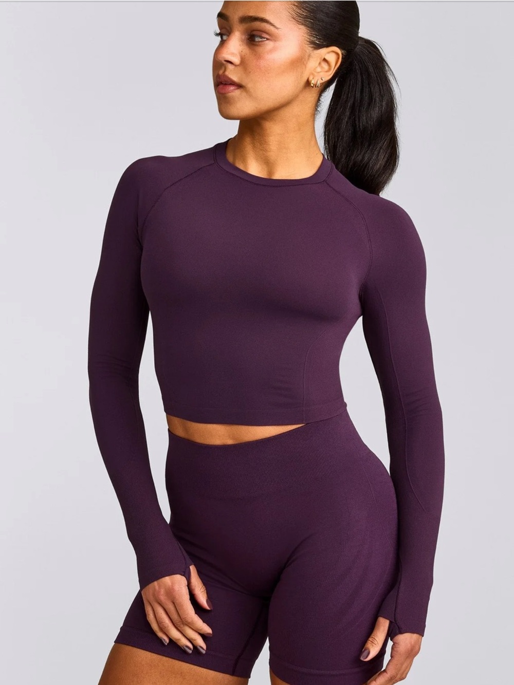 Oner Active Blackberry Purple Seamless Long Sleeve & EnhanceLift Shorts Set